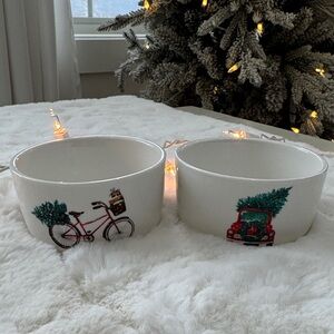 Festive White Ramekins with Holiday Designs